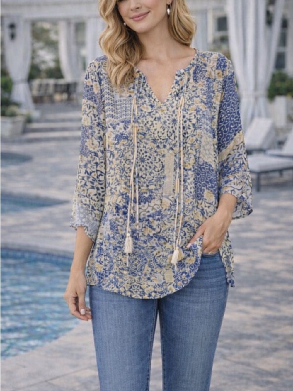 Live And Let Live Sheer Boho Blouse Size L